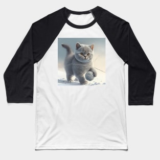 British Shorthair Cat playing with a ball of string Baseball T-Shirt